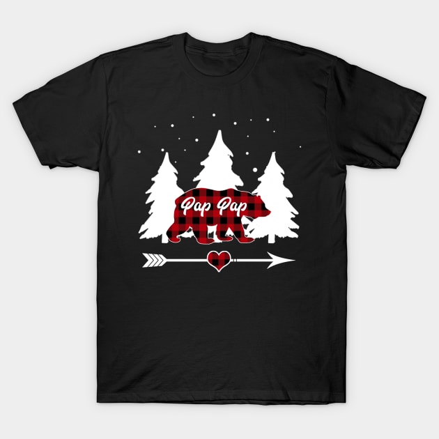 Pap Pap Bear Buffalo Plaid Christmas Matching Family Pajama T-Shirt by Soema